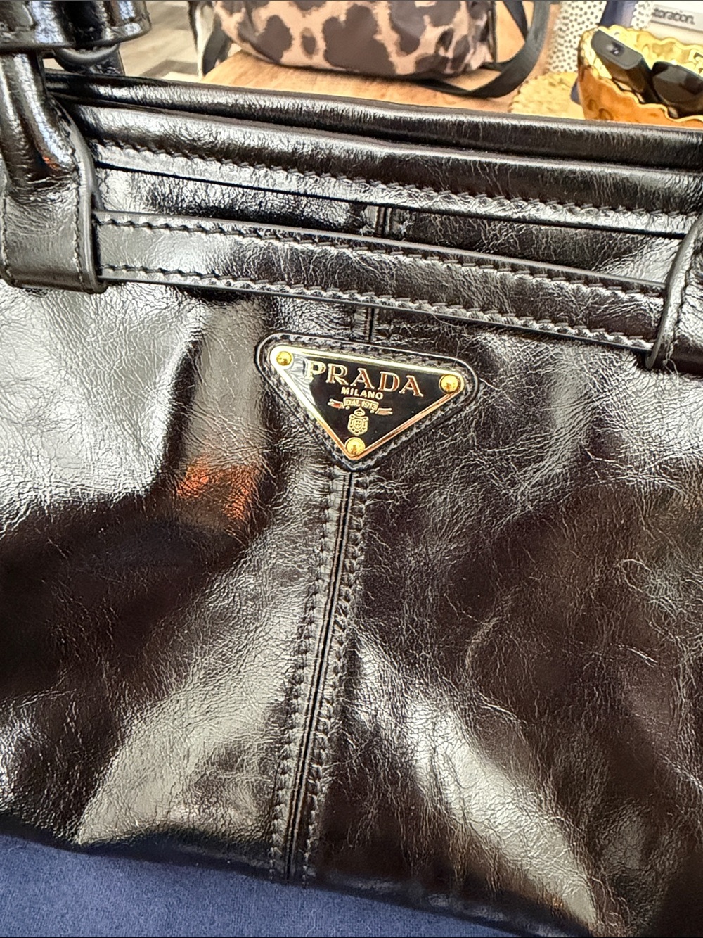 Prada Black Bonnie Shoulder bag with Gold Hardware NWOT - Picture 5 of 11
